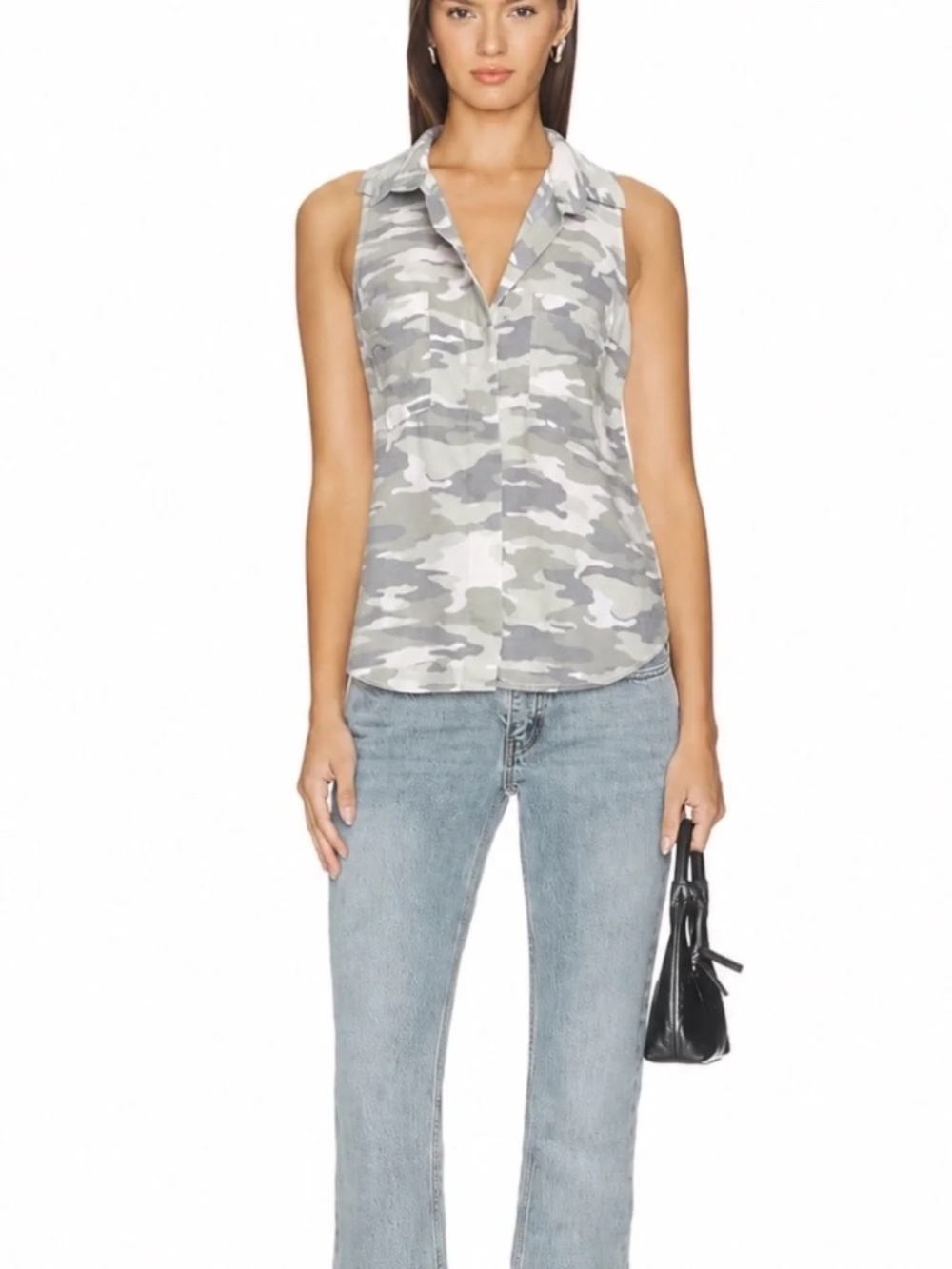 REVOLVE | M | Bella Dahl | Camo Button Down Sleeveless Top